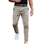 Vintage Checkered Loose Slim Trousers