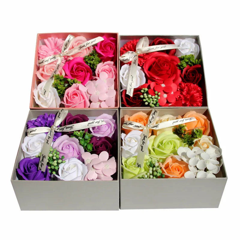 Square Soap Rose Flower Gift Box