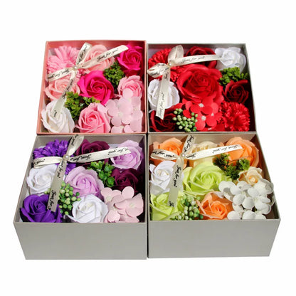 Square Soap Rose Flower Gift Box