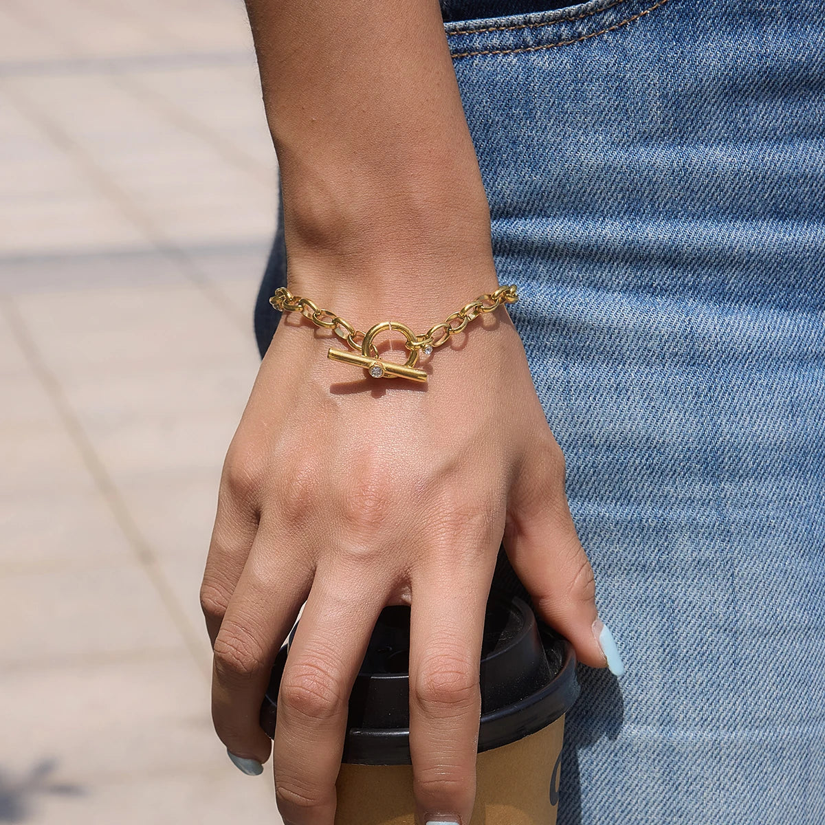 Glass Link Chain Bracelet