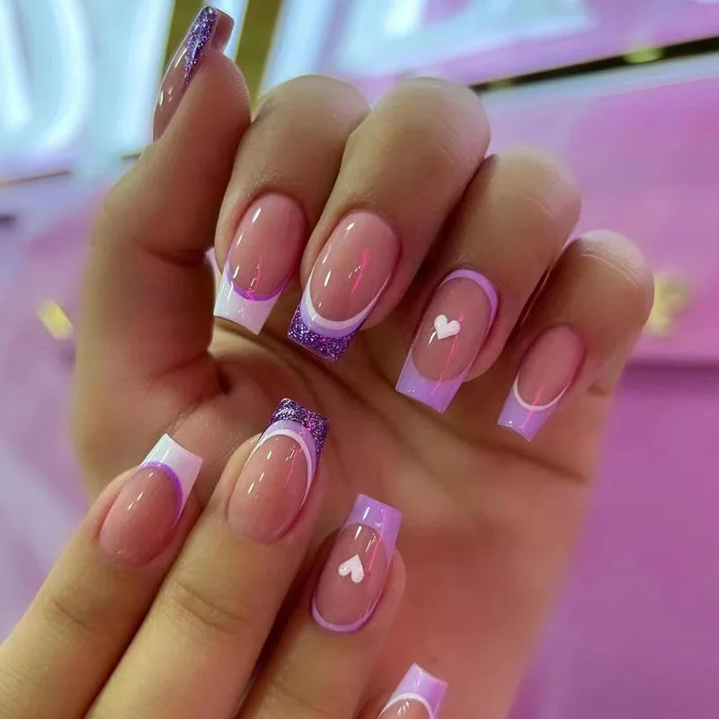 Gradient Wearing Fake Nails Long
