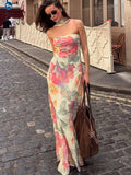 Blossom Print Strapless Maxi Dress
