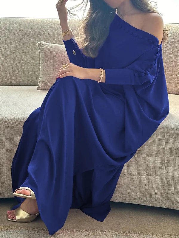 Vintage Solid Color Maxi Robe Dress