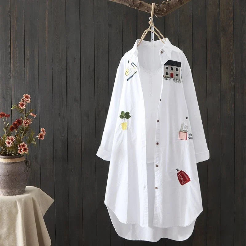 Embroidered Loose Cotton Shirt