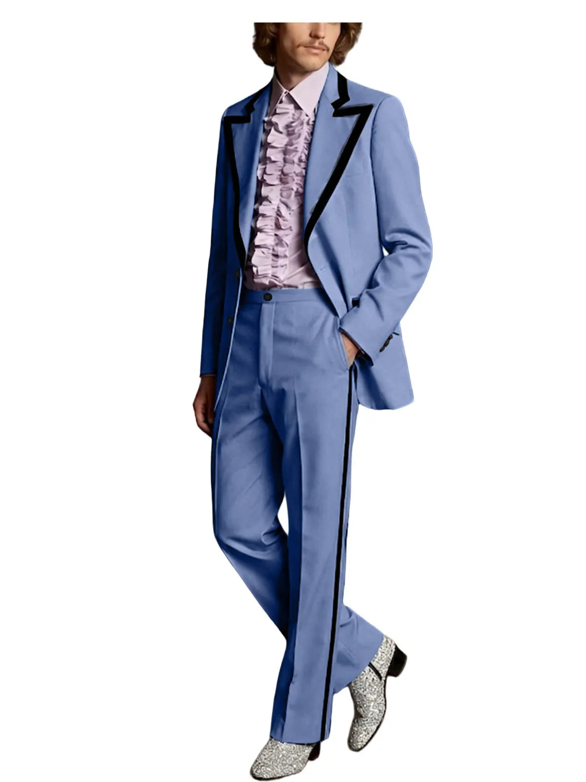 Black Trim Slim Tuxedo Suit Set