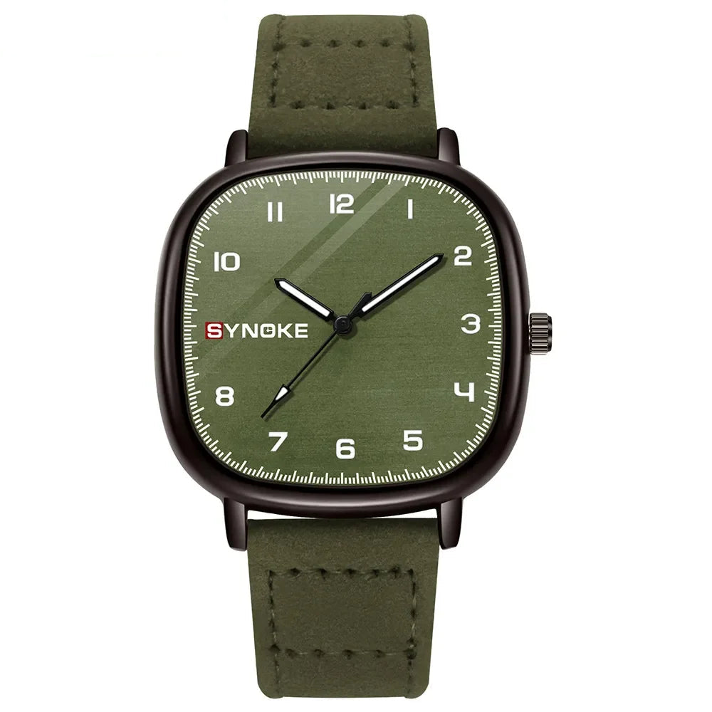 SYNOKE Square Leather Quartz Watch