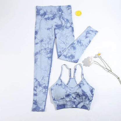 CHRLEISURE 2/3PCS Tie Dye Yoga Set