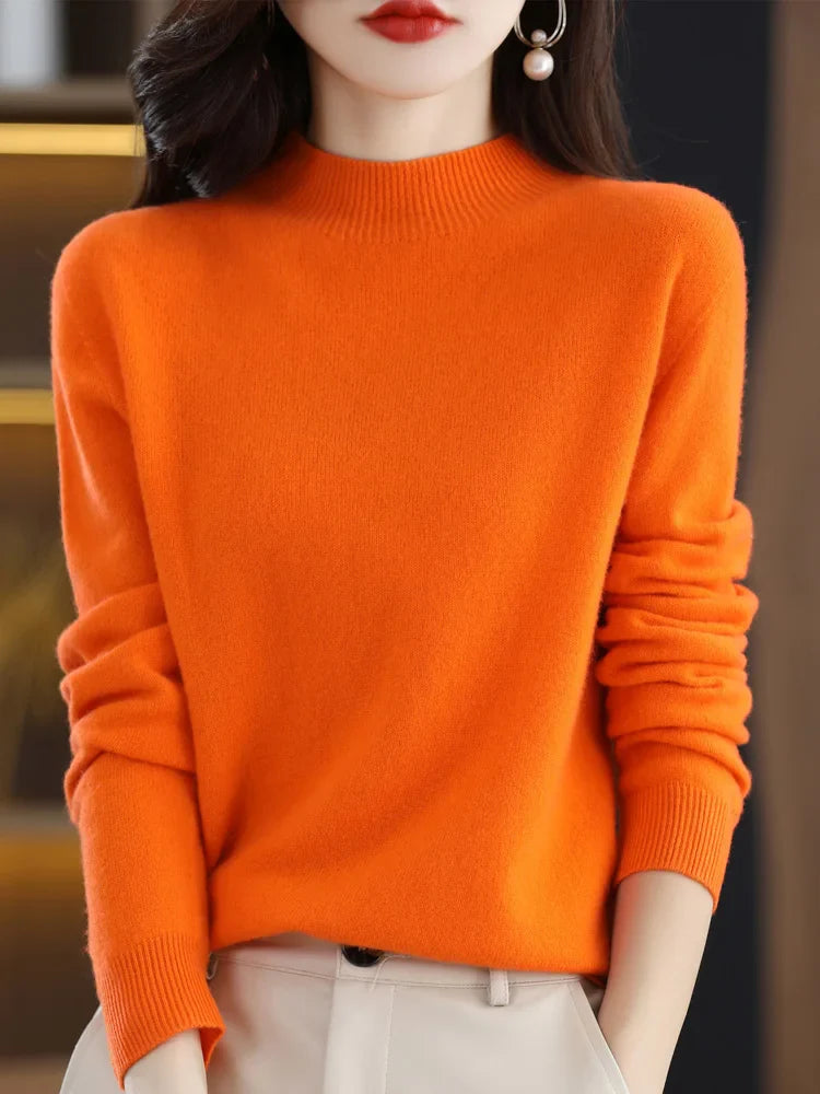 Merino Wool Mock Neck Sweater