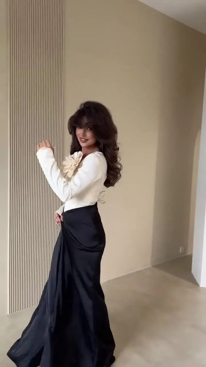 Satin Patchwork Long Dress