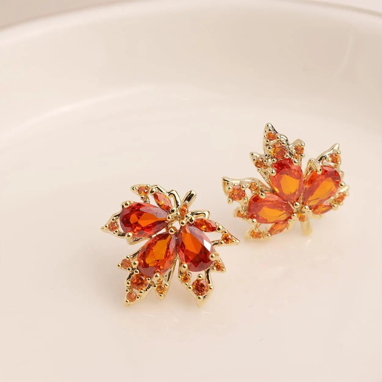 Gold Plant Stud Earrings