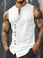 Linen Button-Front Tank Top