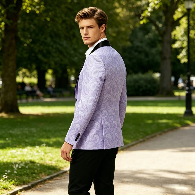 Paisley Jacquard Satin Shawl Blazer