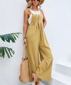 Casual Wide-Leg Cotton Linen Jumpsuit