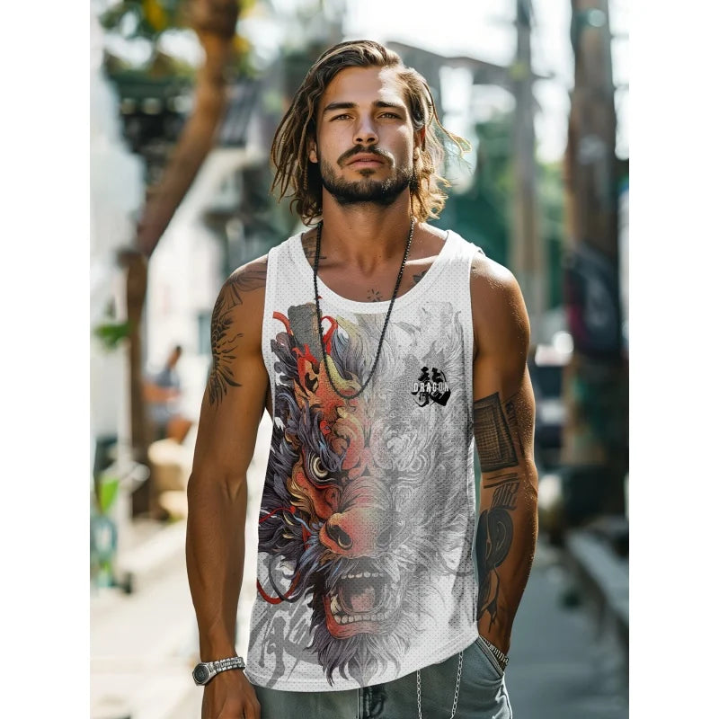 Chinese Dragon Print Tank Top