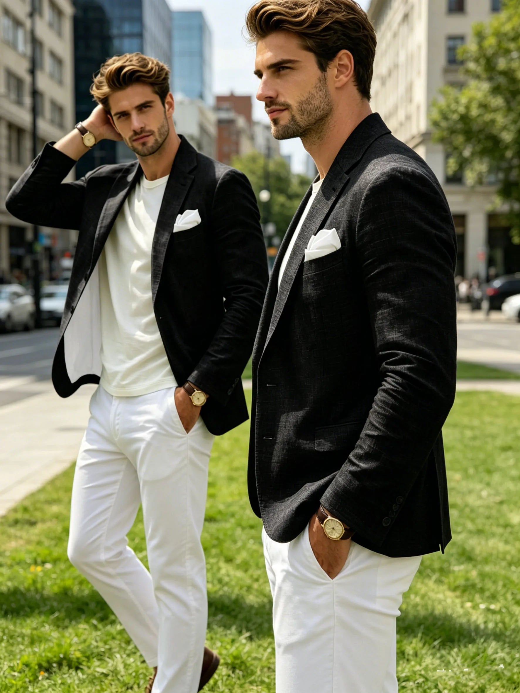 Linen Slim Single-Breasted Casual Blazer
