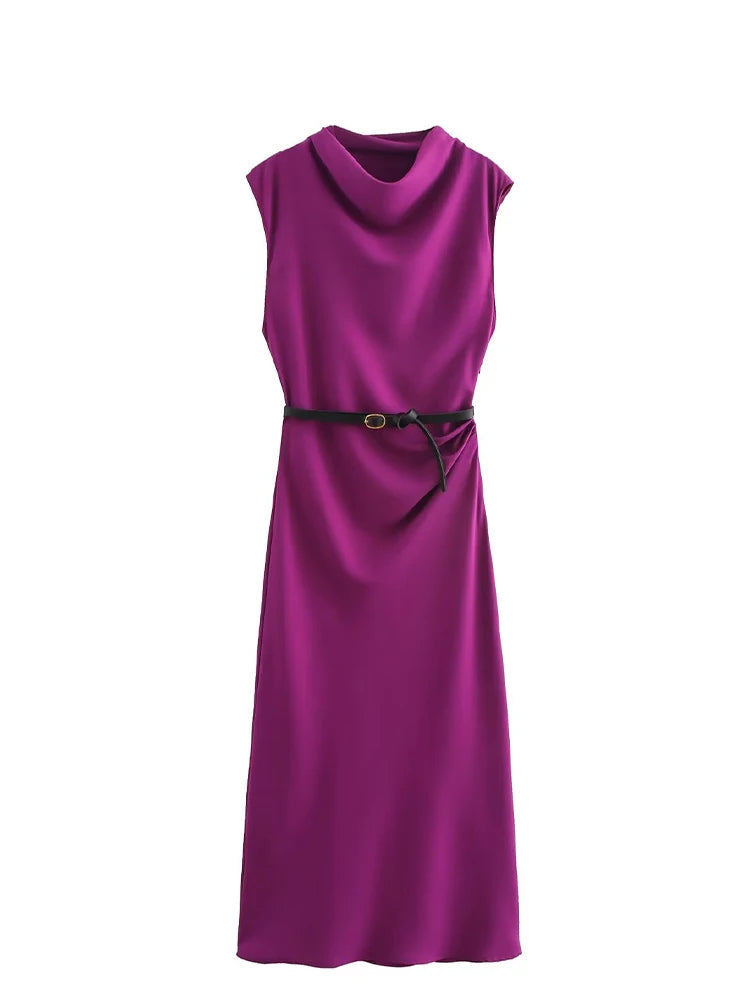 Belted Sleeveless Midi Dress