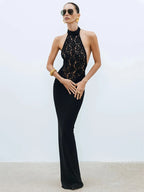Turtleneck Maxi Patchwork Dresses