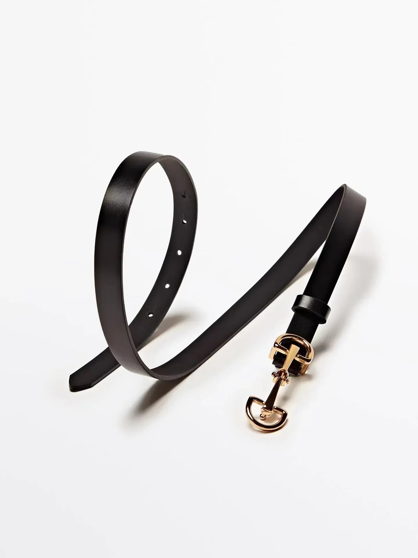 Thin Genuine Leather Belt with Metal Buckle