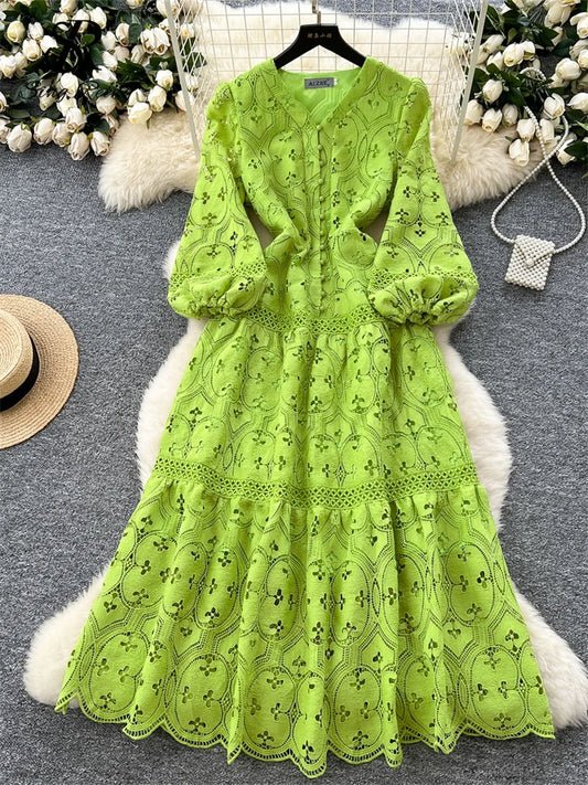 SINGREINY French Vacation Lace Hollow