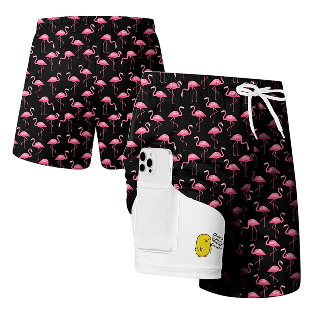 Duck Print Quick-Dry Swim Trunks