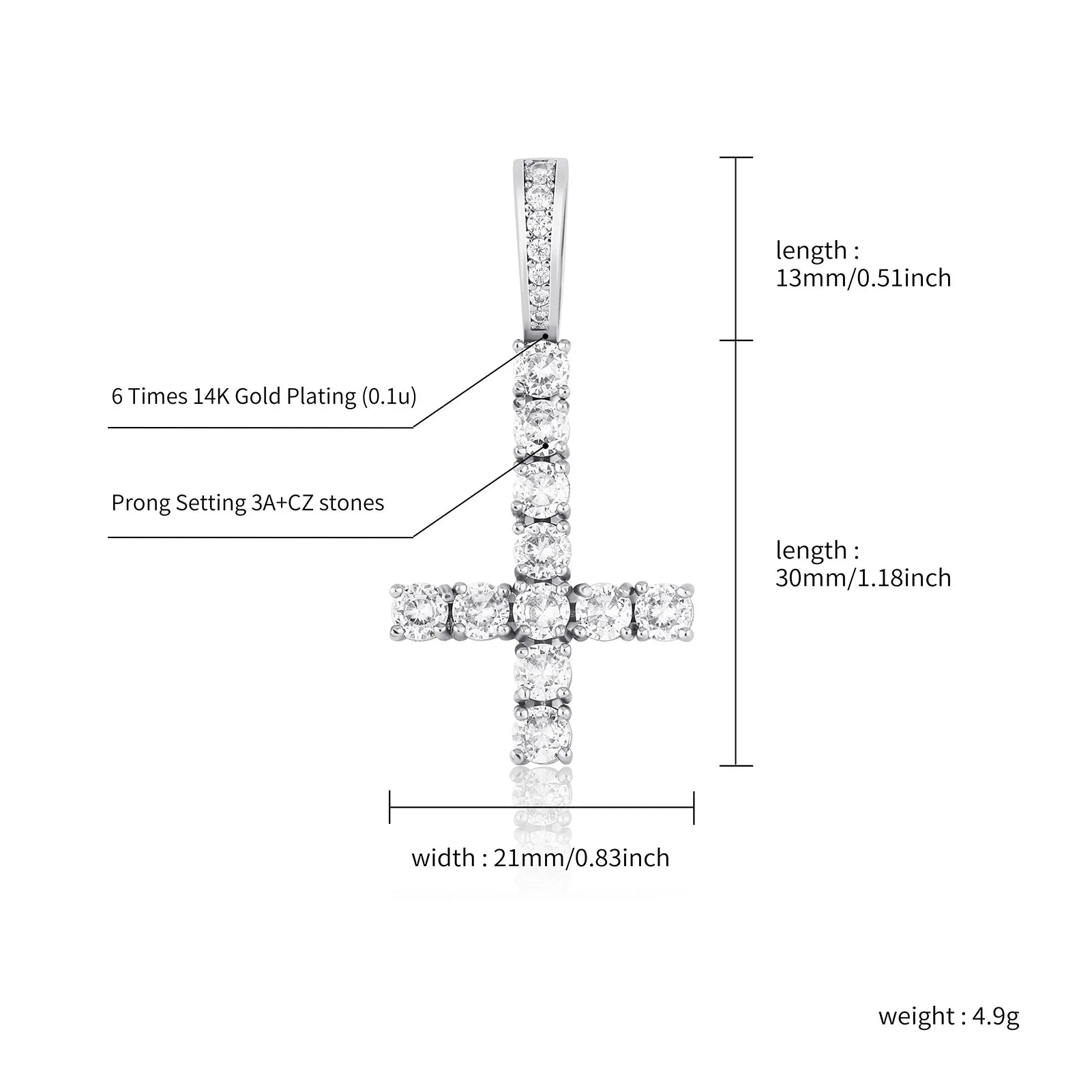 JINAO Iced Cross Necklace