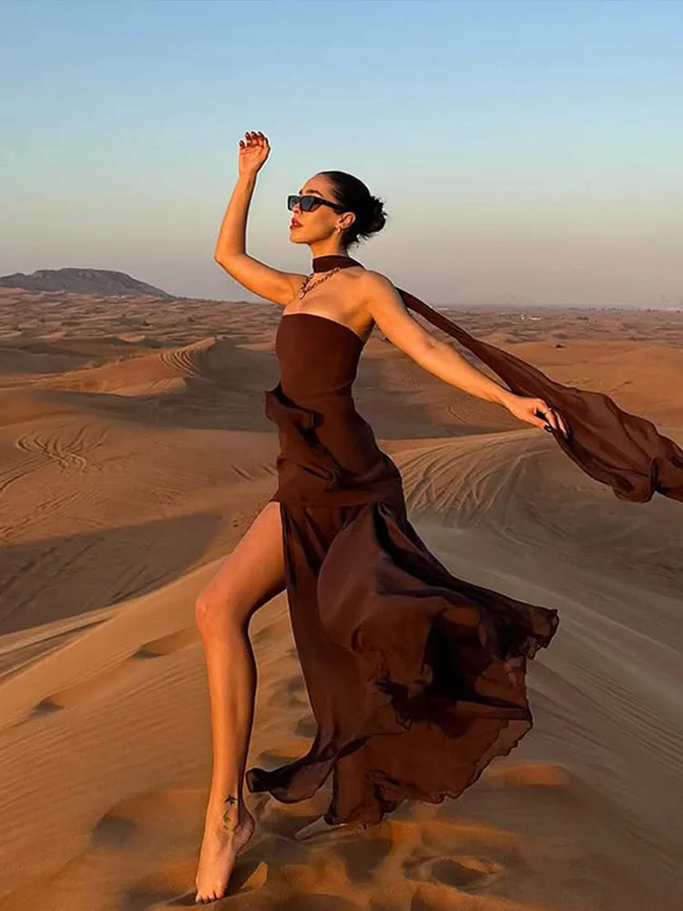 Elegant Mesh Maxi Dress