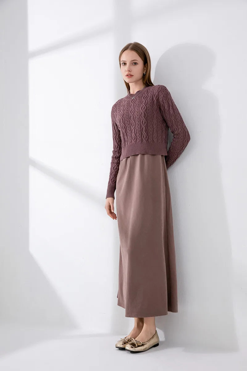 Knitted Top with Cupro Strap Dress