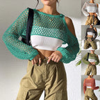 Hollow-Out Cropped Sweater