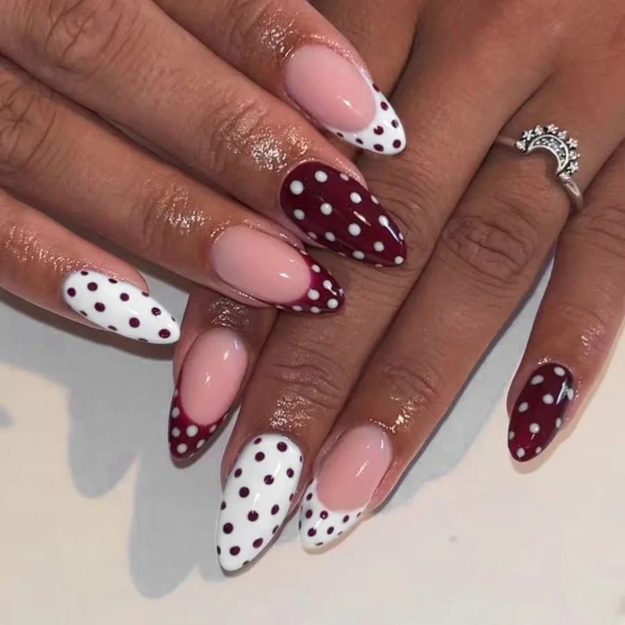 Blue Press Nails Polka Dot
