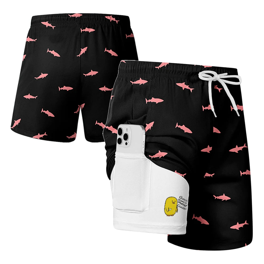 Duck Print Quick-Dry Swim Trunks