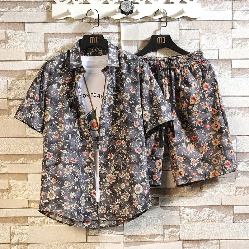 Cotton Floral Shirt Shorts Set