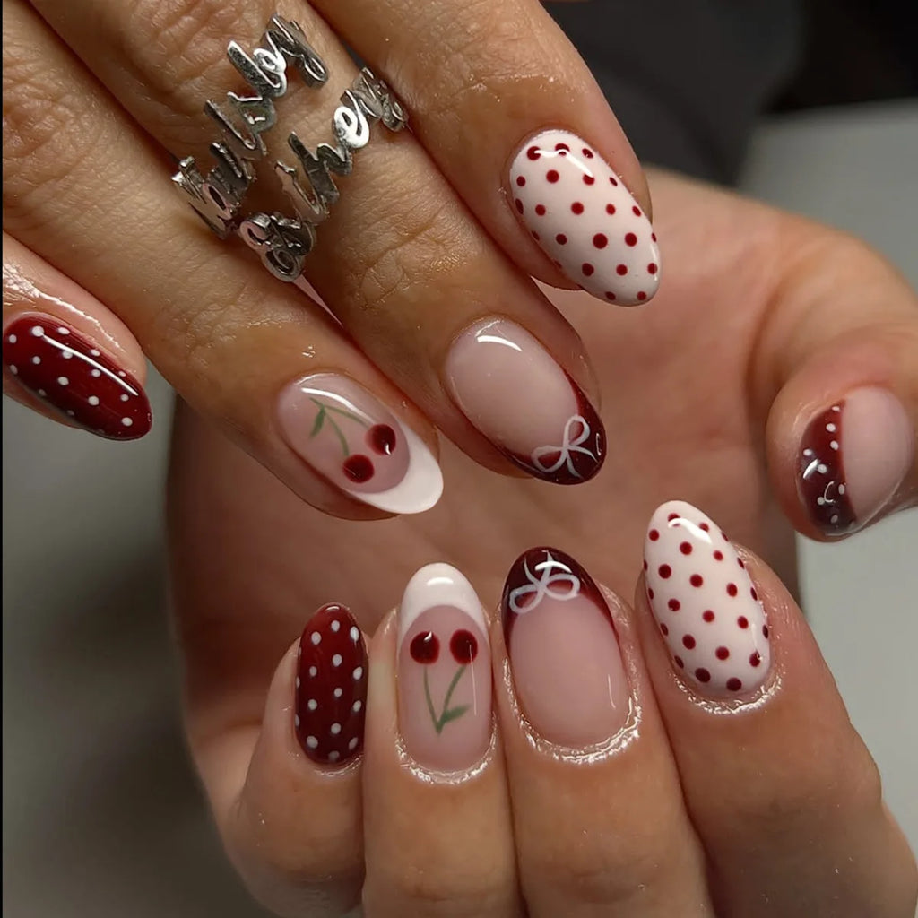 Blue Press Nails Polka Dot