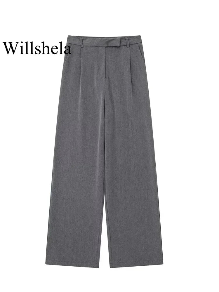 High Waist Straight Casual Pants