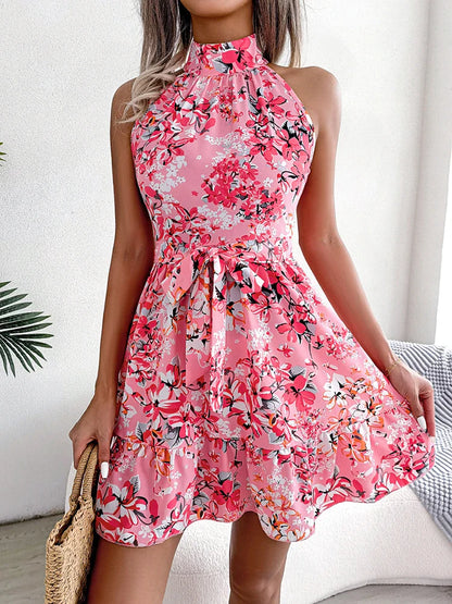 Summer Floral Halter Dress