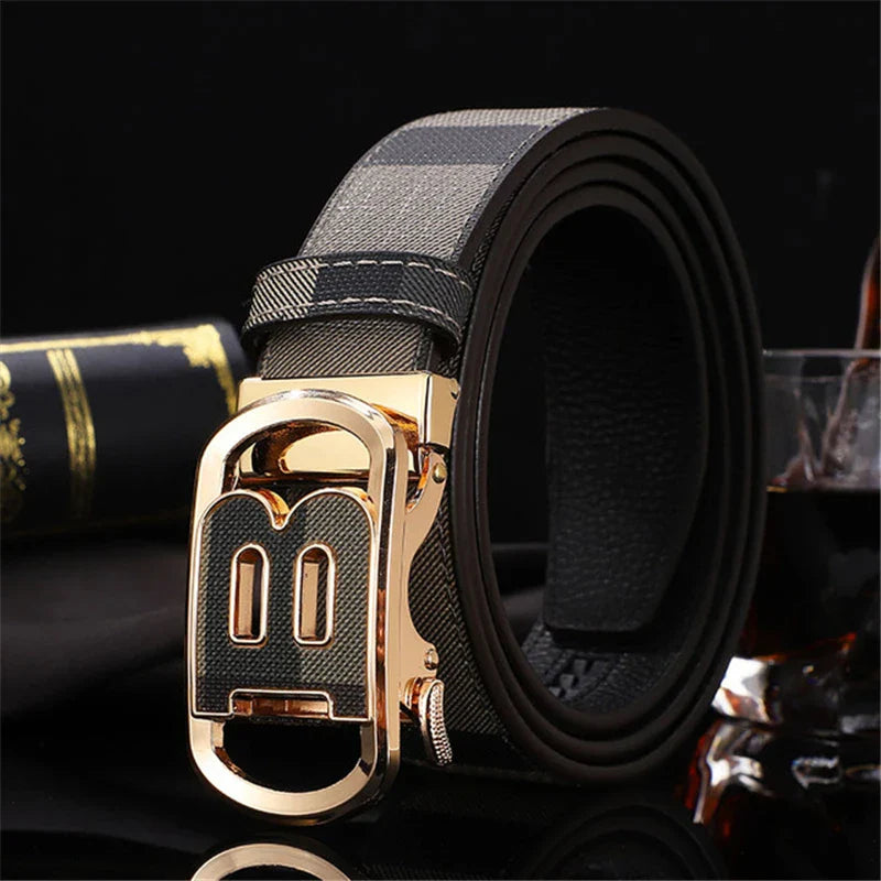 Wide leather canvas belt