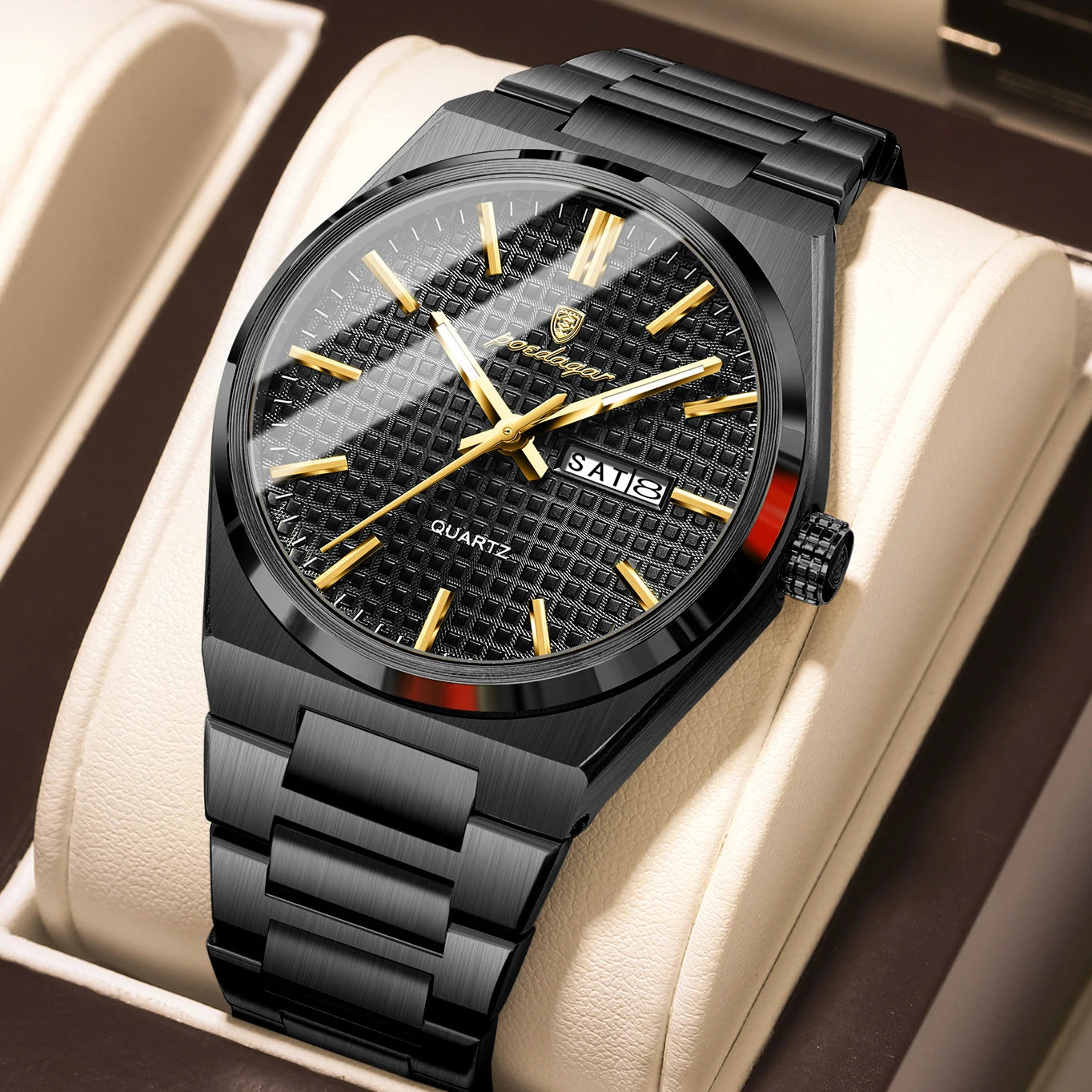 POEDAGAR Silver Steel Quartz Watch