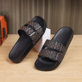 Double-Button Geometric Print Slippers