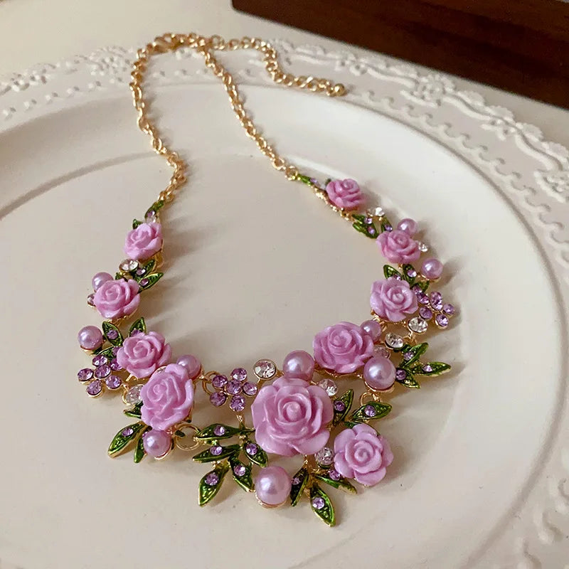 Crystal Pearl Necklace Set