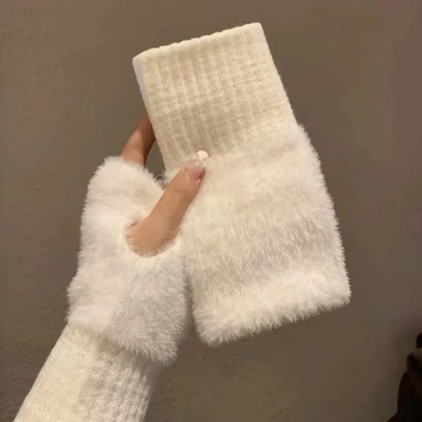 Soft Mink Fingerless Gloves