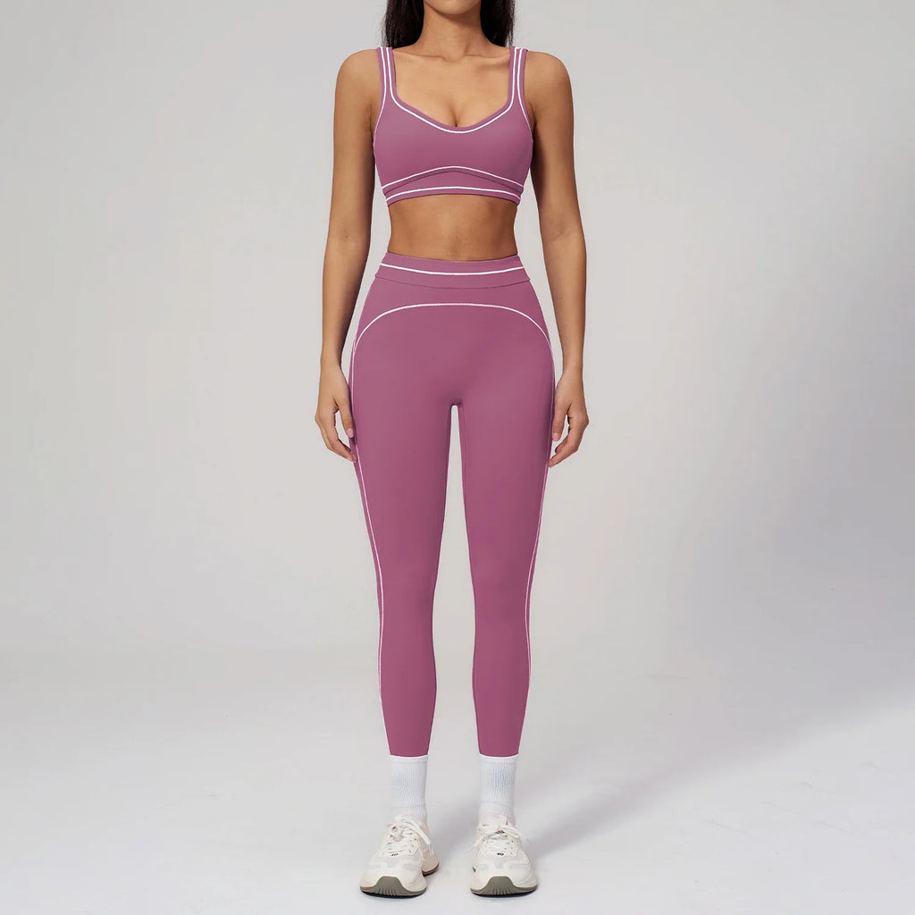 Knit Construction Sleeveless True-To-Size Fit Two-Piece Yoga Set