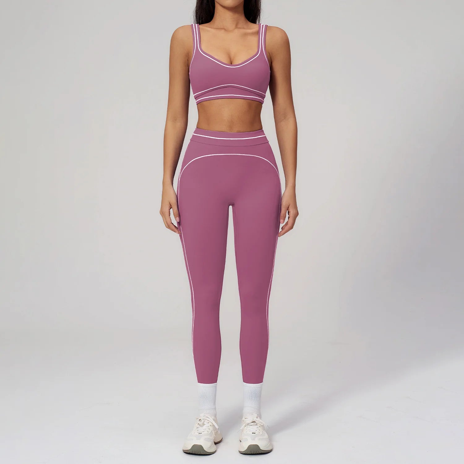 Knit Construction Sleeveless True-To-Size Fit Two-Piece Yoga Set