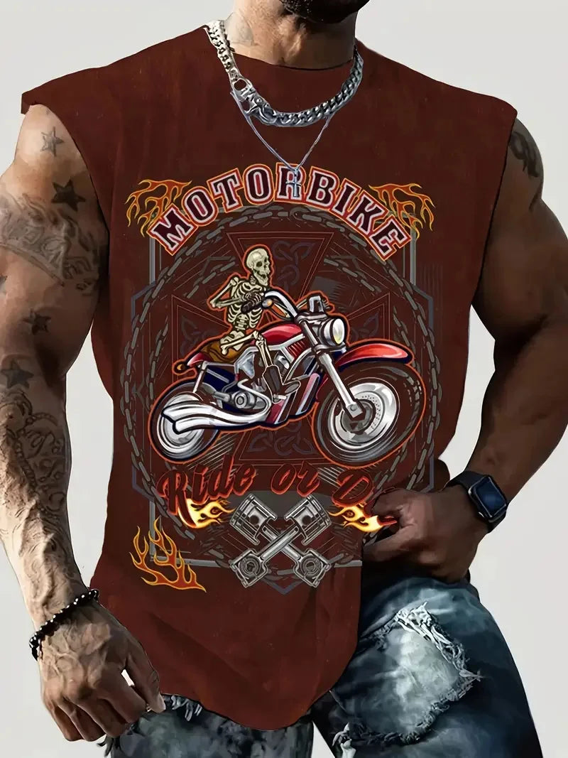 Retro Motorcycle Graphic Vest