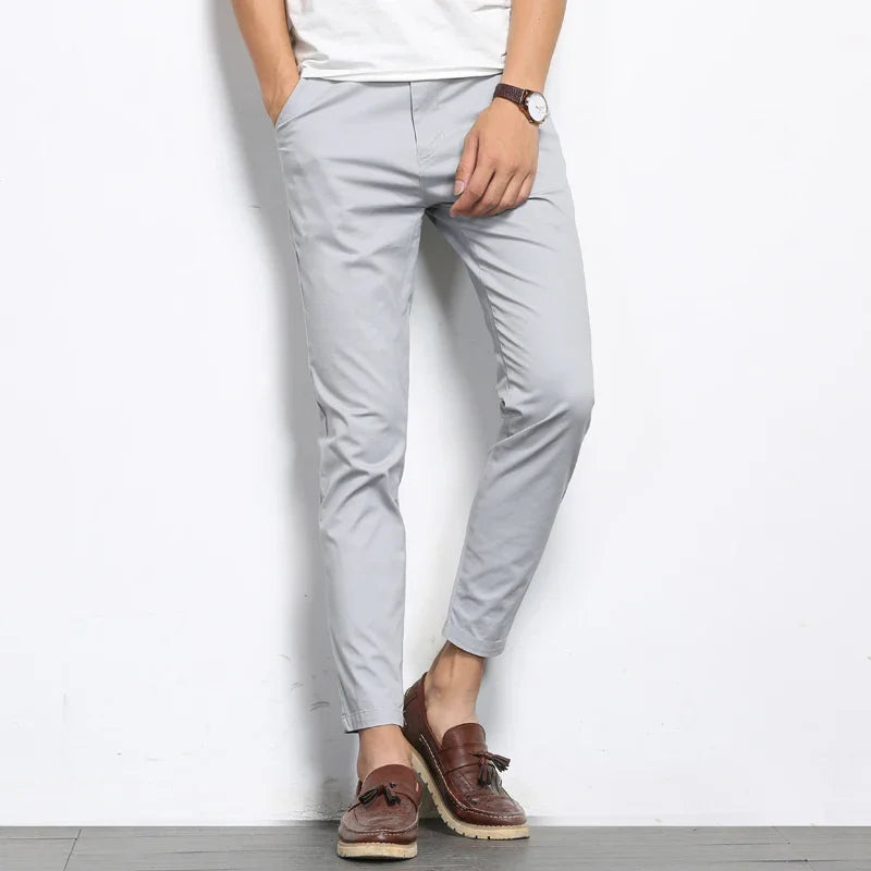 Elastic Ankle-Length Formal Trousers