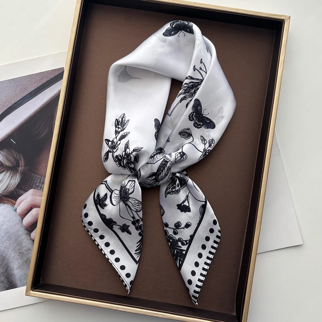 Elegant Floral Print Square Scarf