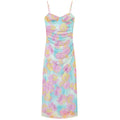 Floral Mesh Pleated Slip Dress