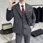 Lattice Plaid Three-Piece Formal Suit