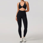 Nylon Solid Long Sleeve Two-Piece Yoga Set