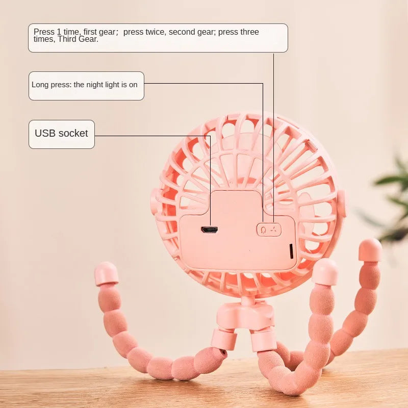 USB Rechargeable Clip On Baby Stroller Fan