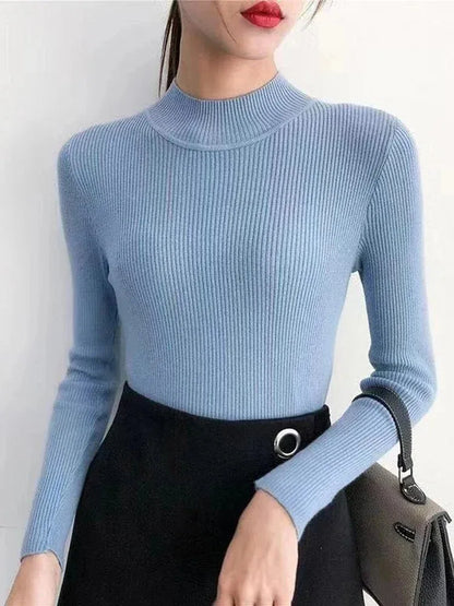Mock Neck Slim Sweater