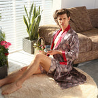 Summer Satin Shorts Robe Bathrobe
